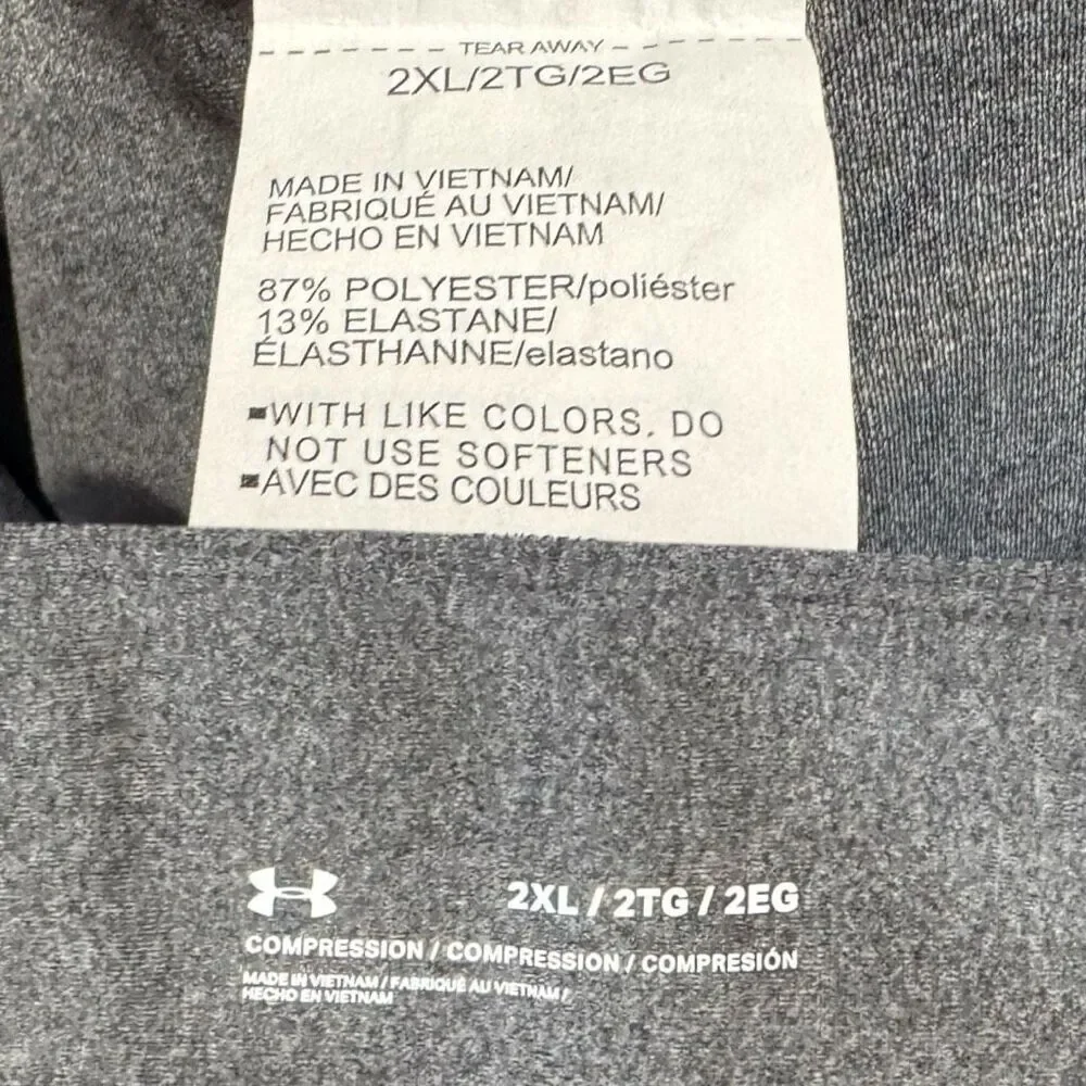Under Armour UA Gray HeatGear Tech No-Slip Waistband Full Length Leggings NEW - Picture 10 of 14